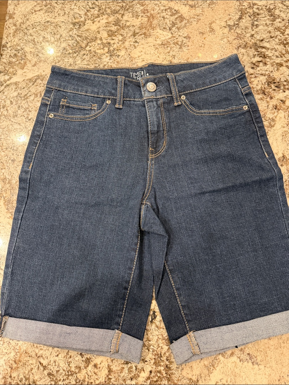 Time and Tru Dark Blue Cuffed Denin Shorts